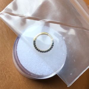 Maria Tash Eternity Ring with Black Cubic Zirconia Titanium Plated with Gold